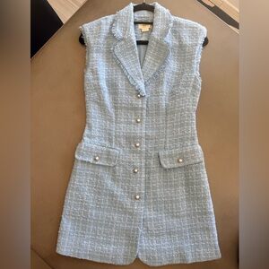 Maeve Anthropologie Baby Blue Tweed Blazer Dress | Size 2